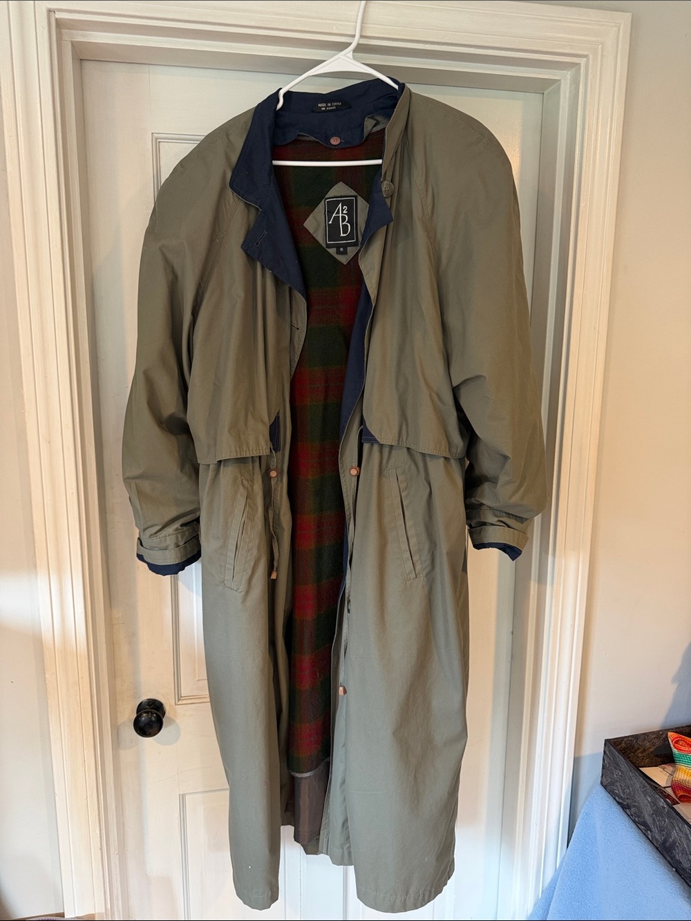 Womans Olive Green Long Rain Coat